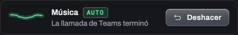 Música, automático: la llamada de Teams terminó